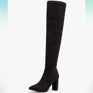 Suede over the knee black boots